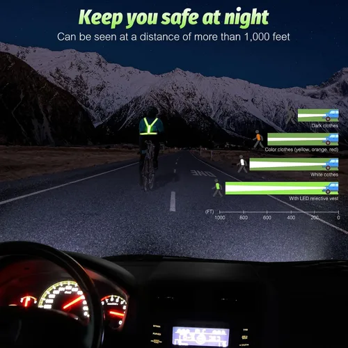Miniatura 3 de LED Reflective Running Vest - Light Up With 3 Modes, Rechargeable Night Gear for Runners - Safety Belt for Women Men Verde