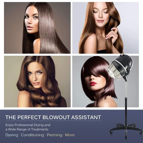 Miniatura 4 de Secador de pelo profesional Y-NOT con altura ajustable, casco con soporte de pie con ruedas para salón de belleza y spa en casa