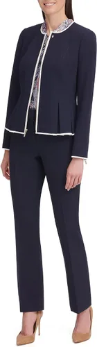 Miniatura 5 de Tommy Hilfiger Chaqueta tipo blazer con cremallera frontal sin cuello Peplum para mujer