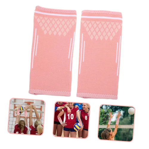 Miniatura 7 de 1 par de muñequeras de voleibol deportivas elásticas para mujer, manga acolchada para el codo para mujer, mangas de compresión cómodas
