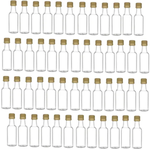 Miniatura 5 de Nakpunar 12 botellas de licor de plástico transparente de 1.7 fl oz con tapa dorada, fabricadas en Estados Unidos Dorado