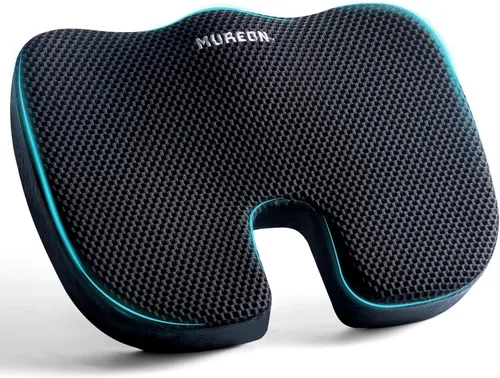 Mureon Cojín para silla de oficina, cojín ergonómico grande de espuma viscoelástica para aliviar la presión de espalda y cadera, cojín de asiento