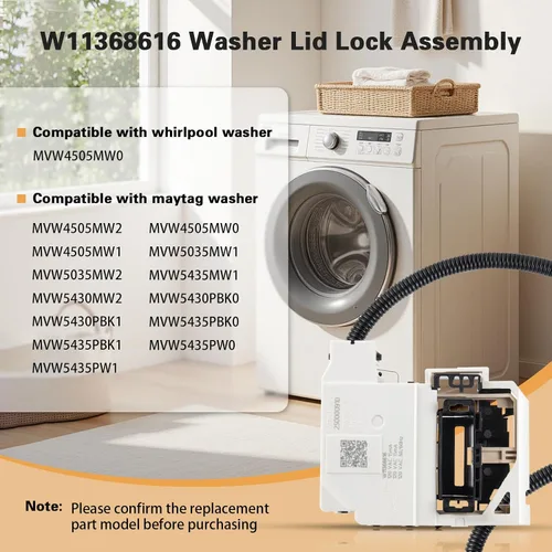 Miniatura 3 de W11368616 Conjunto de bloqueo de tapa de arandela, reemplaza W11670519, AP7214714 para Whirlpool & Maytag, reemplazo del pestillo de puerta