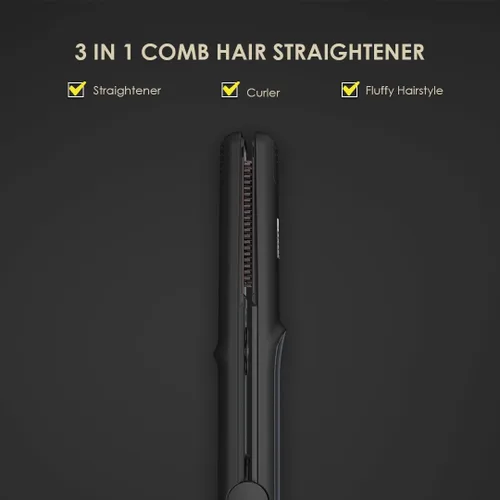 Miniatura 8 de Cepillo alisador térmico 3 en 1, plancha plana para un estilo suave y antiencrespamiento Crimpadora de cabello y cepillo alisador eléctrico