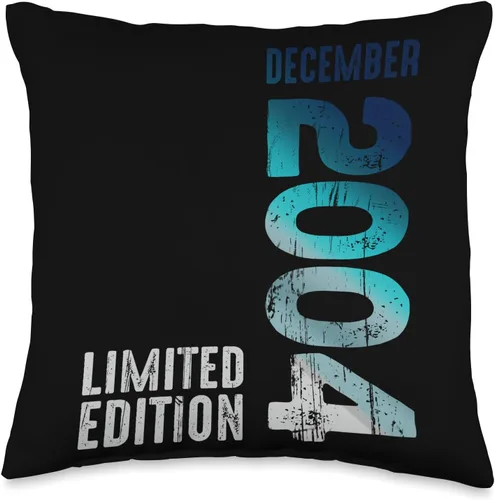 Birth Since December 2004 Retro Vintage Year December Year Retro 2004 Vintage Limited Edition Throw Pillow, 16x16, Multicolor