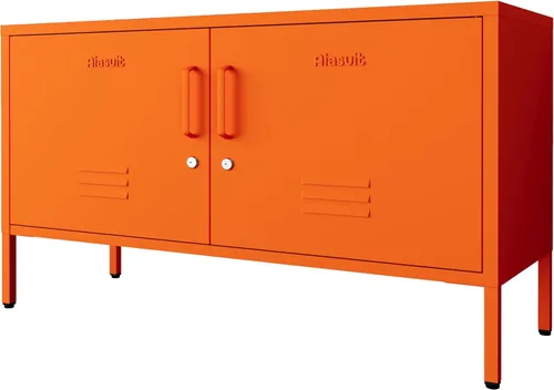 Miniatura 12 de Soporte de TV Gabinete de almacenamiento de metal multifuncional de 2 niveles Soporte de material de placa gruesa Aparador de metal resistente