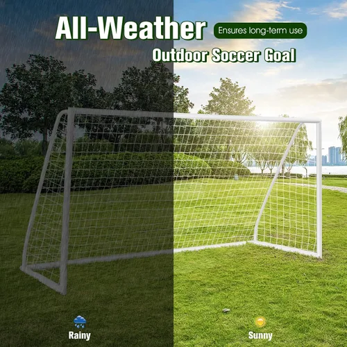 Miniatura 2 de Goplus Portería de fútbol, red de fútbol de 12 x 6 pies/8 x 6 pies / 6 x 4 pies con marco UPVC fuerte, instalación rápida, red de alta resistencia