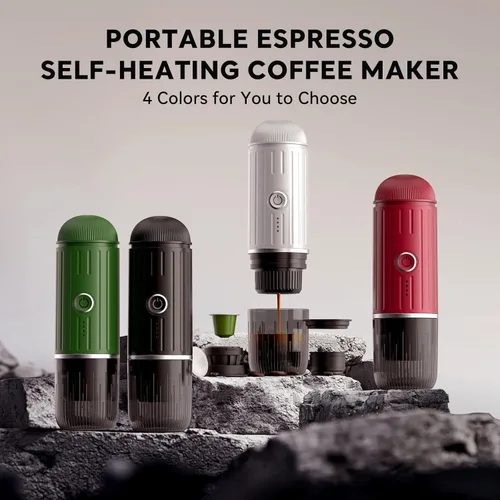 Miniatura 8 de Cafetera eléctrica portátil para café molido y cápsulas NS, tecnología de autocalentamiento rápido con USB-C, perfecta para RV, senderismo, camping