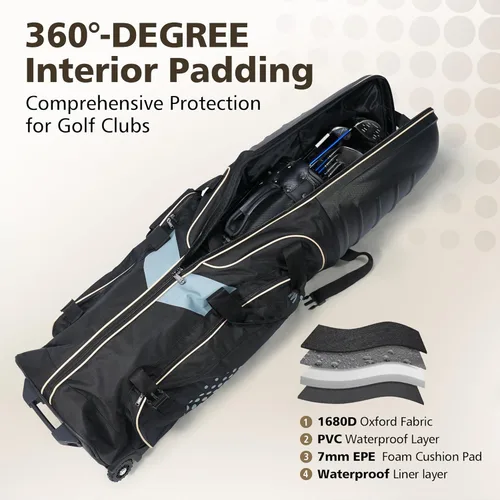 Miniatura 3 de Golf Travel Bags for Airlines with Wheels, Hard Case Top and 1680D Heavy Duty Oxford Protect Golf Clubs, Lightweight and Easy to Maneuver