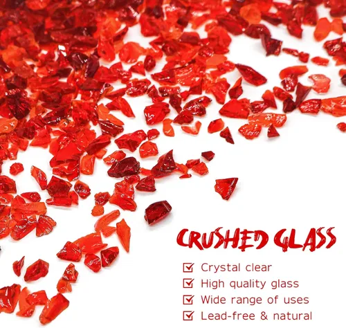 Miniatura 4 de Vidrio triturado rojo de 1.5 libras para arte y manualidades de resina, piezas de vidrio roto grueso de 0.18 a 0.236 pulgadas, fragmentos