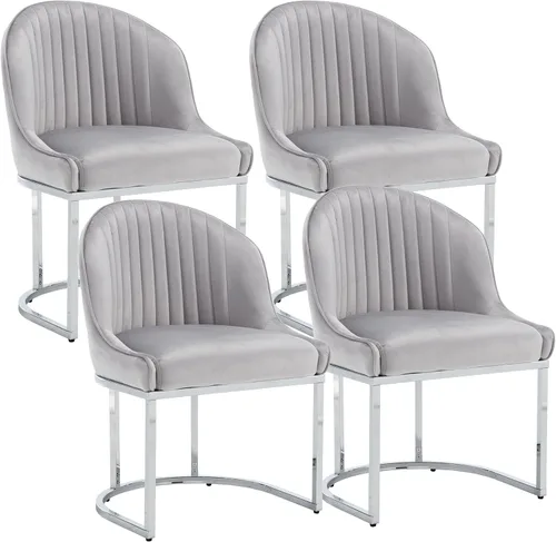 Miniatura 11 de Juego de 2 sillas de comedor de terciopelo, sillas de comedor tapizadas con patas de metal dorado, sillas auxiliares modernas para cocina, sillas