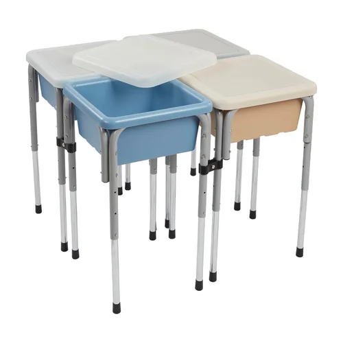 Miniatura 13 de ECR4Kids Mesa de juego ajustable para arena y agua de 4 estaciones, contenedores sensoriales, contemporánea