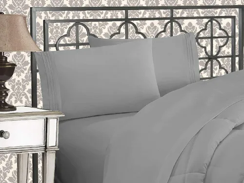 Miniatura 13 de Elegante juego de cómodas sábanas para cama de 1500 hilos resistente a arrugas y a la decoloración, calidad egipcia de lujo ultrasuave de 4 piezas