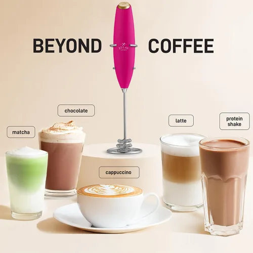 Miniatura 537 de Zulay Milk Boss Espumador de leche potente manual, hace espuma para latte, batidor para mezclar bebidas, café, miniespumador para capuchino, frappé