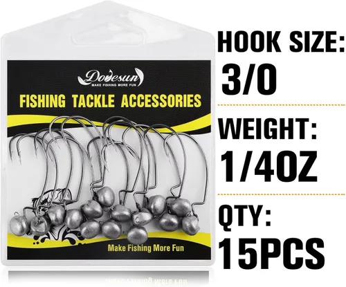 Miniatura 7 de Dovesun Ned Rig Jig Heads Cabeza de plantilla sin malas hierbas para pesca lubina Swimbait Jig Head Shaky Ned Rig Ganchos agua salada agua dulce