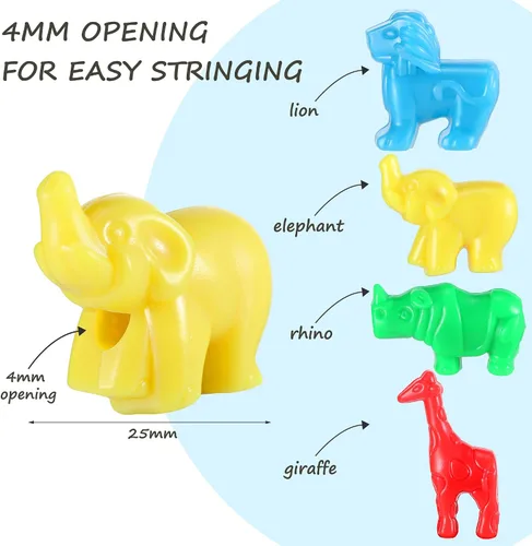 Miniatura 2 de Hicarer 180 cuentas en forma de animal de plástico zoológico de animales de poni, coloridas cuentas de artesanía marina y selva, 0.66 libras
