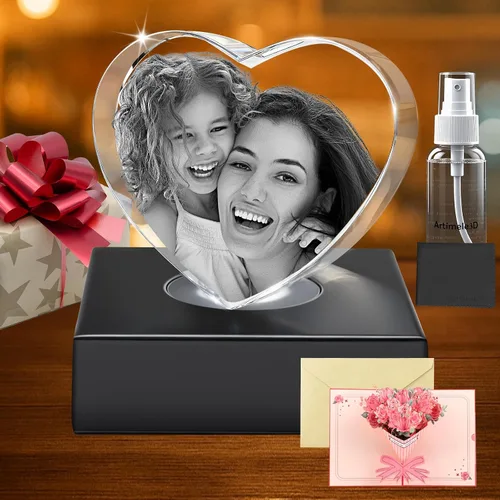 Miniatura 12 de Regalos de fotos de cristal 3D personalizados con grabado láser 3D, marcos de fotos personalizados, aniversario, cumpleaños, boda, regalo