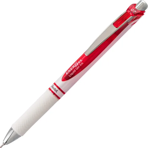 Miniatura 3 de Pluma de tinta de gel Pentel, pluma retráctil de gel perla, (0.7mm) punta media, punta de aguja, tinta roja, paquete de 12 (BLN77PW-B)