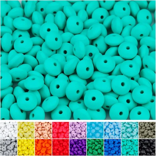 Miniatura 16 de 180 piezas FIVEIZERO cuentas de lenteja de silicona, cuentas focales de ábaco de silicona de 12 mm a granel cuentas sueltas de color para pulseras