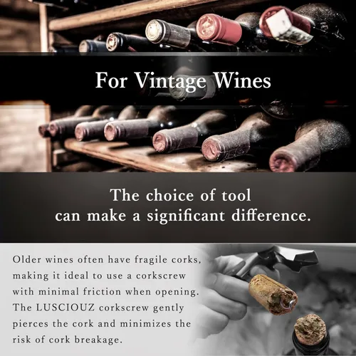 Miniatura 6 de LUSCIOUZ Sacacorchos de Resistencia Cero Abridor de Botellas de Vino Silencioso Sacacorchos para Camareros Llave de Vino Fabricado en Japón