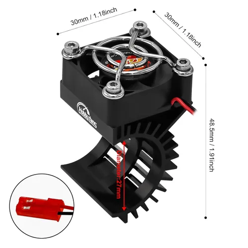 Miniatura 2 de Disipador de calor de motor RC con ventilador de enfriamiento de 5 V, apto para 370 380 390 2838 2858 2845 disipador de calor de motor sin Negro