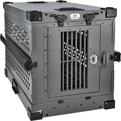 Miniatura 11 de K9 Kennel Boss - Jaula para Perros de Aluminio Resistente con Recubrimiento en Polvo Completamente Plegable - Pequeña (Negro)
