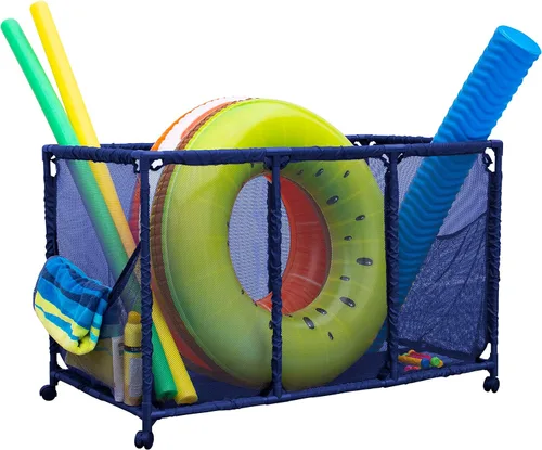 Soporte para fideos de piscina, juguetes, flotadores, bolas y flotadores, organizador de almacenamiento de malla, altura para niños, grande, (43