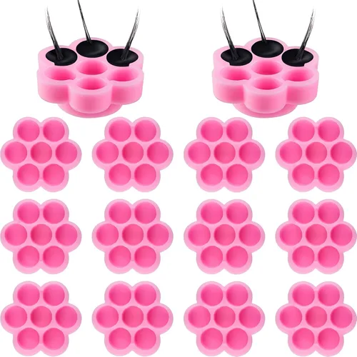 Maitys 200 piezas de pegamento de flores, soporte para pegamento de pestañas, extensión de pestañas con volumen, almohadilla de paleta de flores,