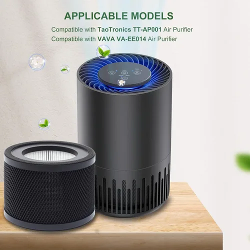 Miniatura 2 de Filtro de repuesto TT-AP001, compatible con purificador de aire TaoTronics TT-AP001 y VAVA VA-EE014, filtro HEPA 3 en 1 y filtro de carbón activado