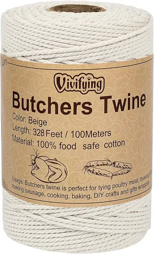 Miniatura 8 de Vivifying Hilo de Carnicero, 100 Metros Hilo de Cocina de Algodón de 3 Hilos, Hilo de Cocina Seguro para Alimentos para Atar Carne, Hacer