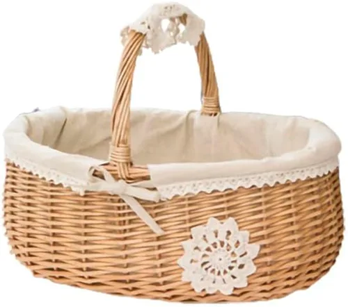 Miniatura 7 de Cesta de picnic, cesta, cesta de mimbre, juego de cesta de picnic, cesta de picnic para 2, cesta de picnic aislada, adecuada para canasta de picnic