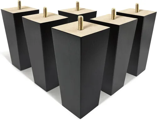 Juego de 6 patas para muebles de 6 pulgadas, color negro, patas otomanas de repuesto para sofá seccional, cómoda, reclinable, mesita de noche
