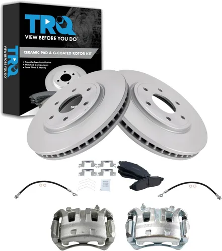 Miniatura 10 de TRQ Kit de pastillas de freno y rotor de cerámica delantera compatible con Chevrolet Malibu 2016