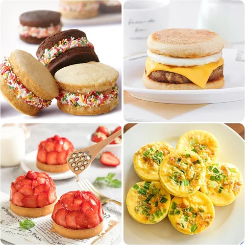 Miniatura 7 de Ocmoiy Molde de silicona para huevos de 4 pulgadas para sándwiches de desayuno, paquete de 2 moldes antiadherentes de silicona para muffin