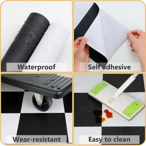 Miniatura 5 de WIFEA Rollo de Suelo de Vinilo Autoadhesivo 23.6"x 118"/19 Pies Cuadrados Baldosas de Suelo Despegar y Pegar, Suelo de Tablones de Vinilo Resistente