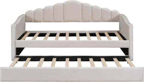 Miniatura 7 de Bellemave Cama diurna tamaño twin con nido para adultos, niños, niñas, adolescentes, camas diurnas con nido para sala de estar, terciopelo, beige