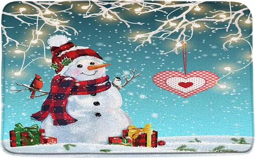 Miniatura 3 de GCTNBJL Juego de 3 alfombrillas de baño de Feliz Navidad, muñeco de nieve, copo de nieve, ramas, árbol, corazón, invierno, vacaciones, rústico