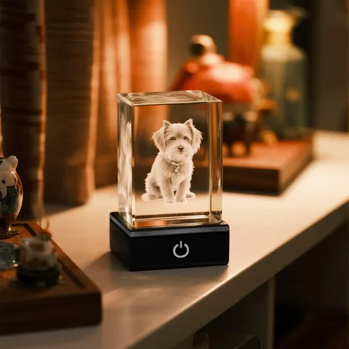 Miniatura 7 de Foto de cristal 3D personalizada, regalos personalizados para mujeres, esposa, hombres, mamá, papá, para ella, para él Foto grabada con láser