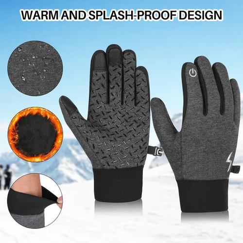 Miniatura 3 de JIAN YA NA Guantes de ciclismo de invierno para pantalla táctil para niños guantes térmicos antideslizantes a prueba de viento, guantes ligeros