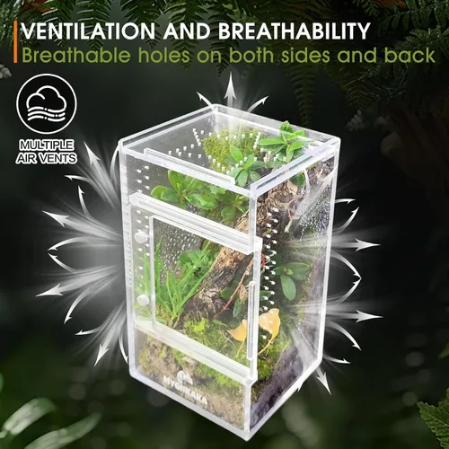 Miniatura 6 de MYGIIKAKA Accesorios de caja de araña saltadora, caja de araña de tarántula, jaula para insectos, recinto de hábitat de mantis rezando, terrario