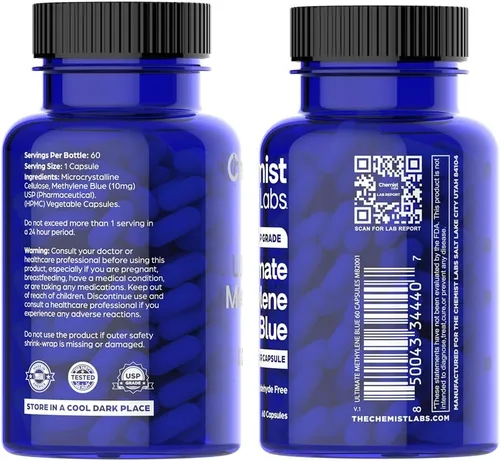 Miniatura 6 de Cápsulas de azul de metileno para humanos – grado USP 99% de pureza, grado farmacéutico azul de metileno, probado por terceros, sin formaldehído