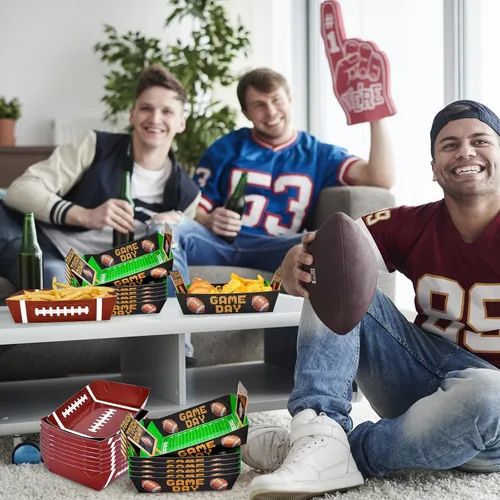 Miniatura 7 de Kit de suministros para fiesta de fútbol de Gatherfun para 36: Platos grandes de comida de fútbol, tazones desechables, bandejas de comida - Ideal