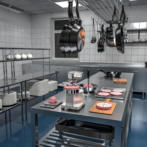 Miniatura 7 de KoolMore Prensa de hamburguesas para hamburguesas de 5 pulgadas, máquina formadora manual de acero inoxidable para alimentos personales