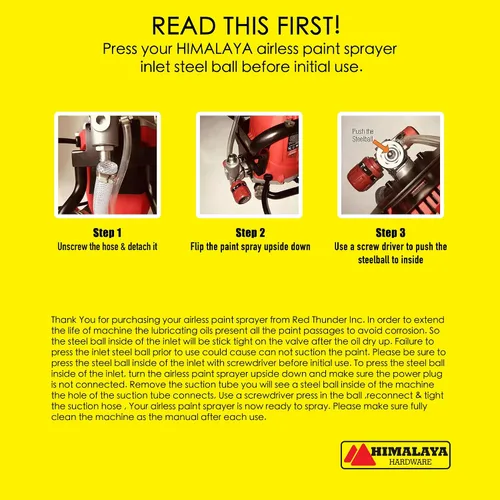 Miniatura 6 de Himalaya Pulverizador de Pintura Sin Aire de Alta Presión - 3000 PSI, 5/8 HP, 650 W, Pintor de Potencia, Ideal para Uso en Interiores de Casa