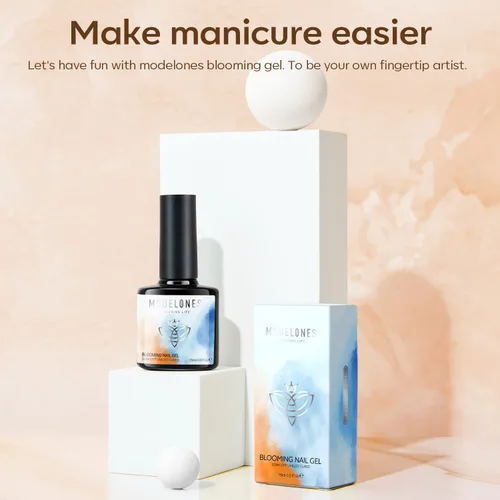 Miniatura 6 de modelones Pinceles de arte de uñas con esmalte de uñas de gel floreciente, kit de diseño de uñas de mármol transparente de 0.5 fl oz, accesorios