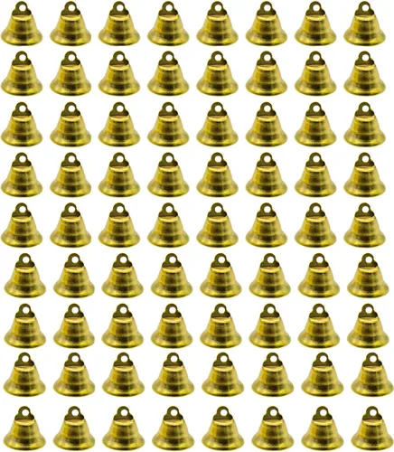 Miniatura 8 de AUEAR, Paquete de 60 mini cascabeles de bronce de 1.024 in, adornos decorativos para árbol de Navidad para fiestas, campanillas de viento, Estilo D