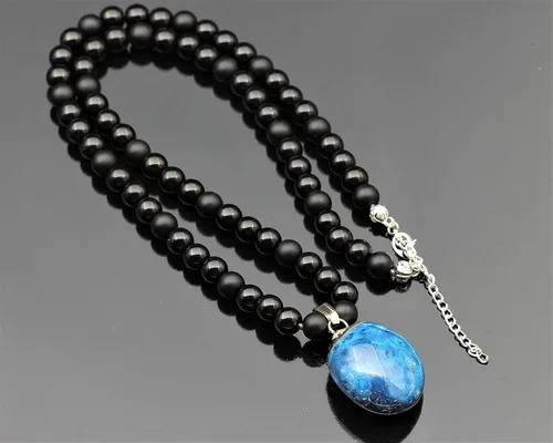 Miniatura 172 de Colgante de turmalina cruda natural, Collar de cuentas de ónix negro genuino, Collar de piedra negra, Collar de piedras preciosas, Cuentas de 0.315