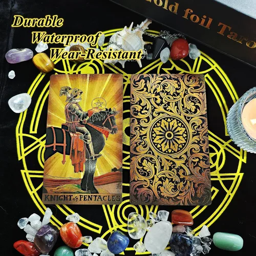 Miniatura 3 de Juego de cartas de tarot para principiantes con libro guía, significados sobre ellos, PVC impermeable, incluye soporte para tarjetas, tapete