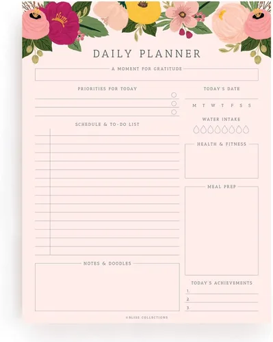 Miniatura 5 de Bliss Collections Bloc de planificación diaria, cuaderno de lista de tareas – Hermoso – Bloc de notas de hojas desprendibles sin fecha – Calendario