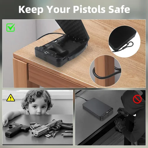 Miniatura 7 de Caja fuerte para pistola, caja de seguridad biométrica de acceso rápido, se adapta a la mayoría de pistolas para entusiastas de los viajes, caja
